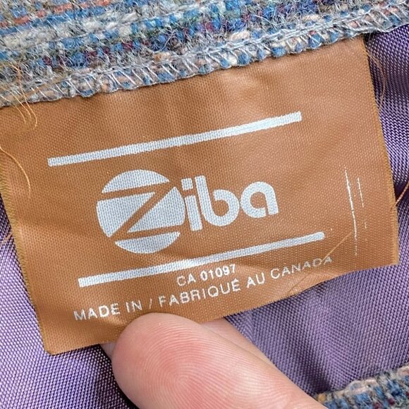 Vintage Ziba Grey Blue Wool Striped Pencil Skirt  S - Picture 3 of 10